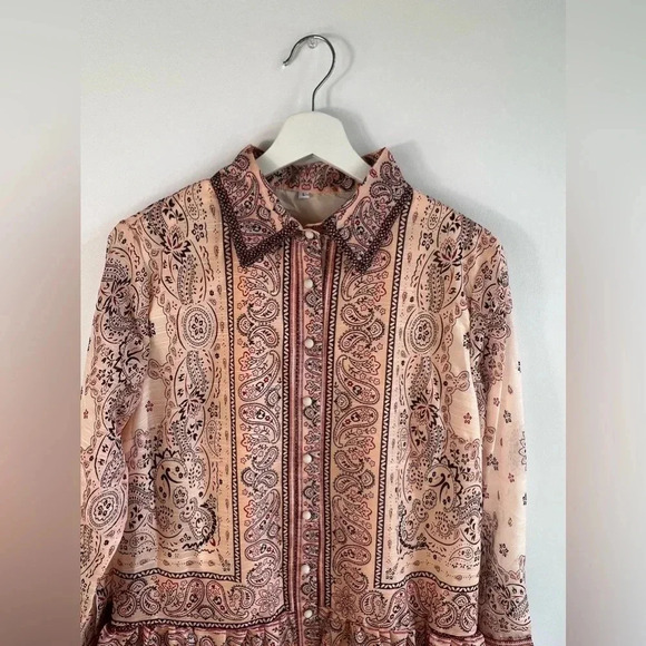 Maxi printed bohemian lightweight dress casual drop waist floral rope belt L - Picture 7 of 16